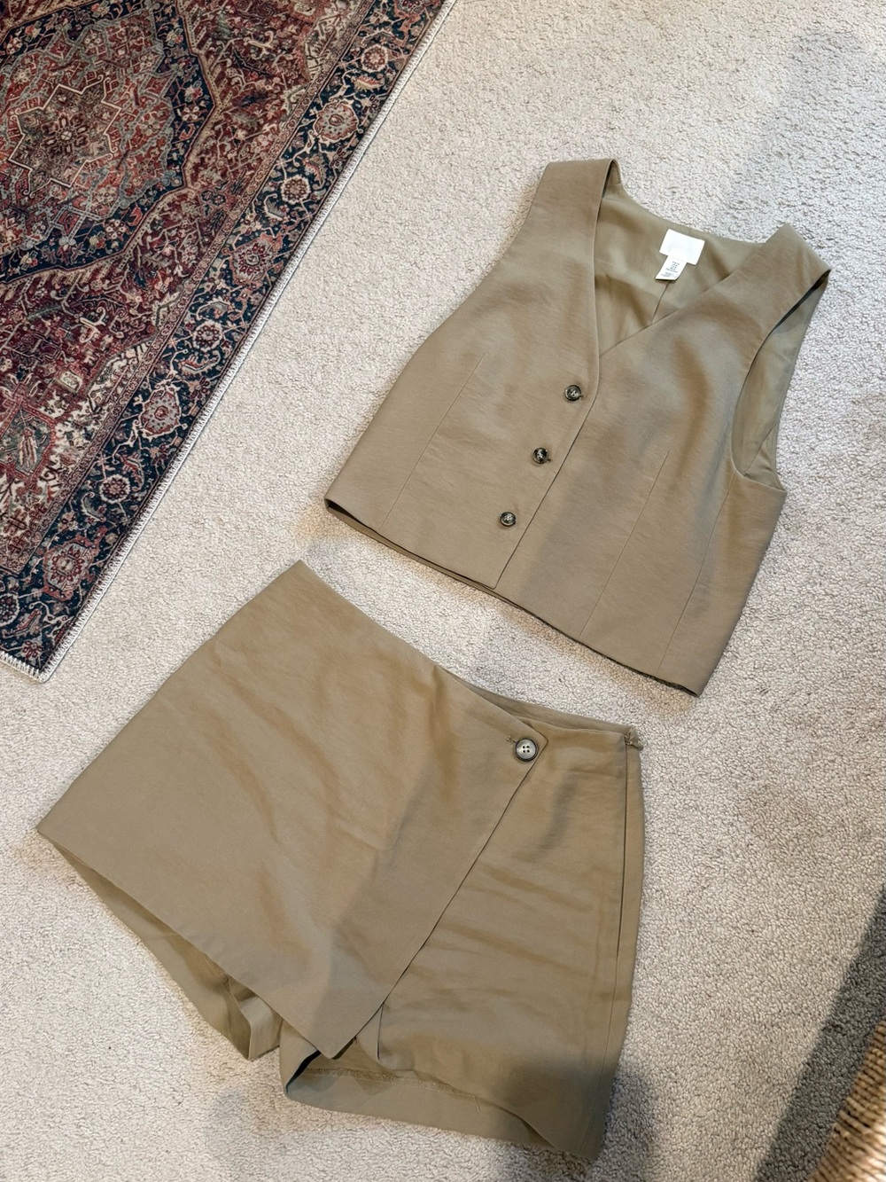 H&M Olive Two-Piece Vest & Skort Set
